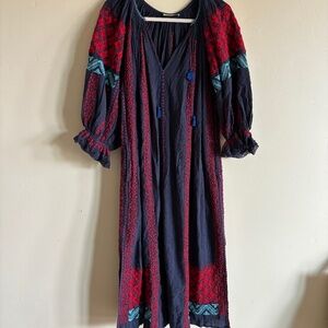 Ulla Johnson Blue Long Sleeve Embroidered Dress